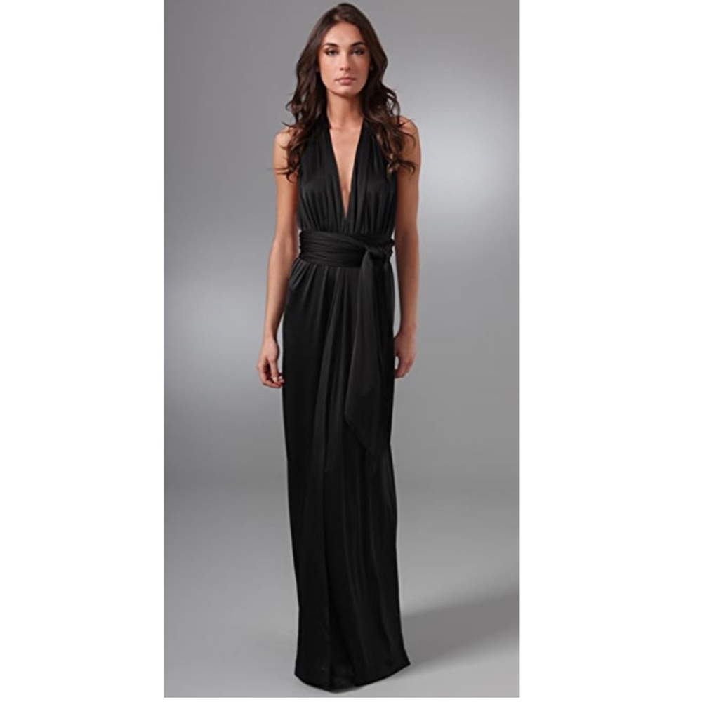 NWT Halston Heritage Halter Long Dress Jet Black